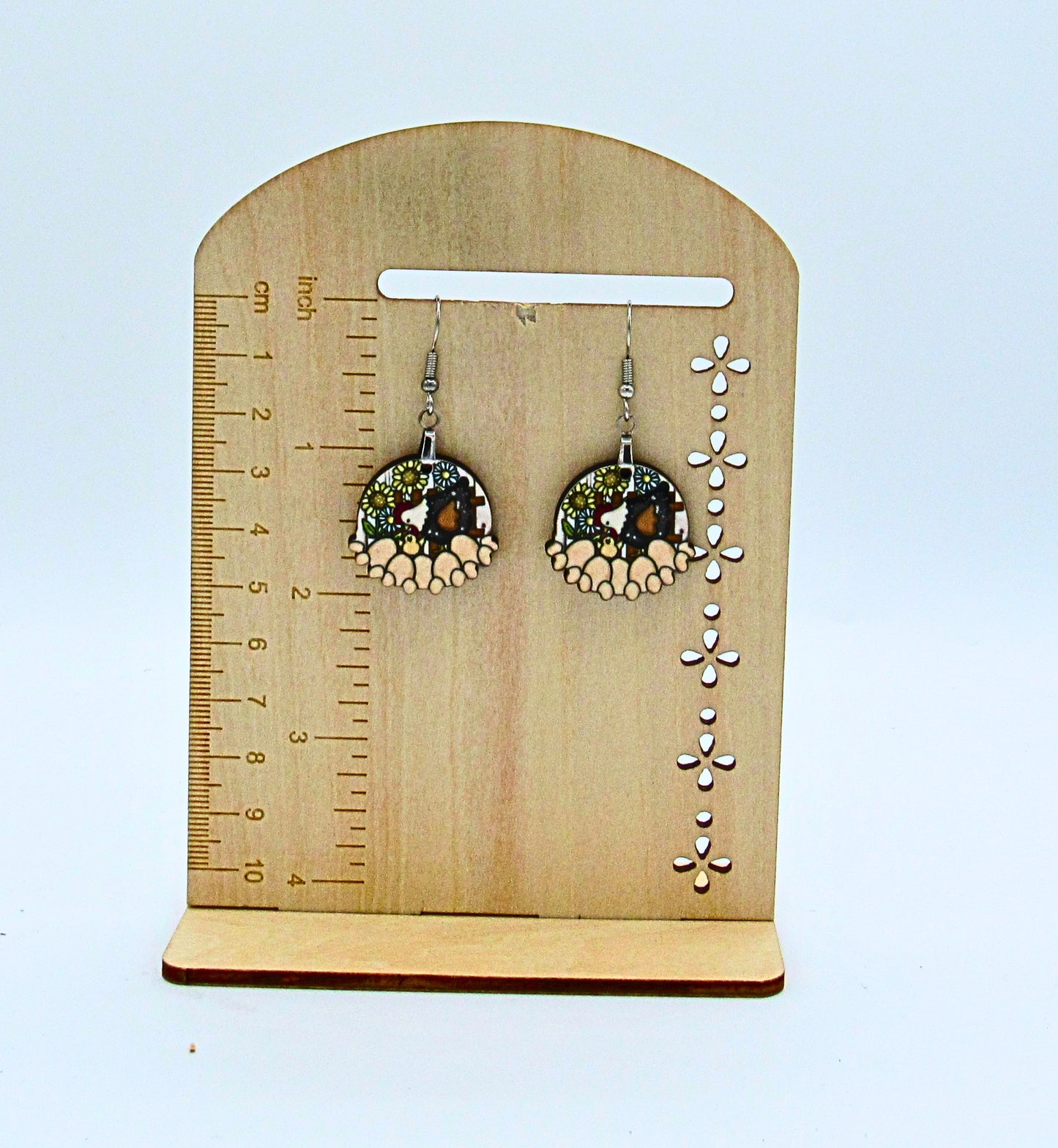 MDF-Floral Round Shaped Sublimated Earrings 1 inch