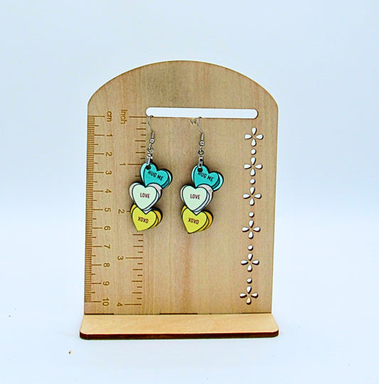 MDF-Triple Heart Shaped Sublimated Earrings 1.5 inch