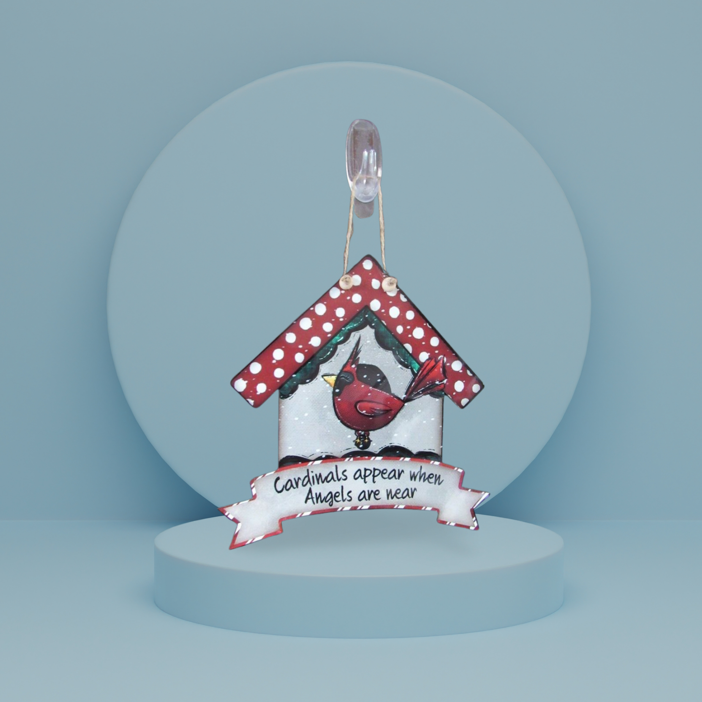Birdhouse With Ribbon Banner Shaped Sublimated Door Hanger