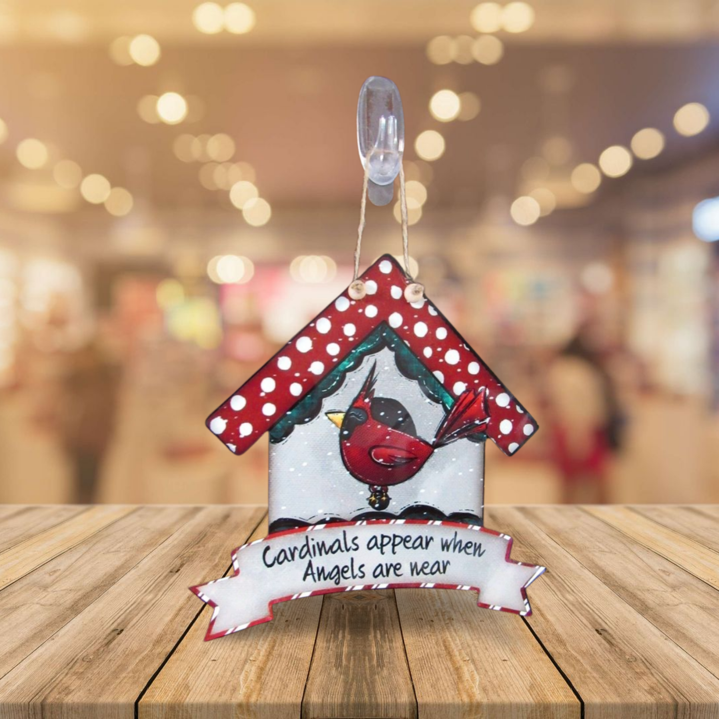 Birdhouse With Ribbon Banner Shaped Sublimated Door Hanger