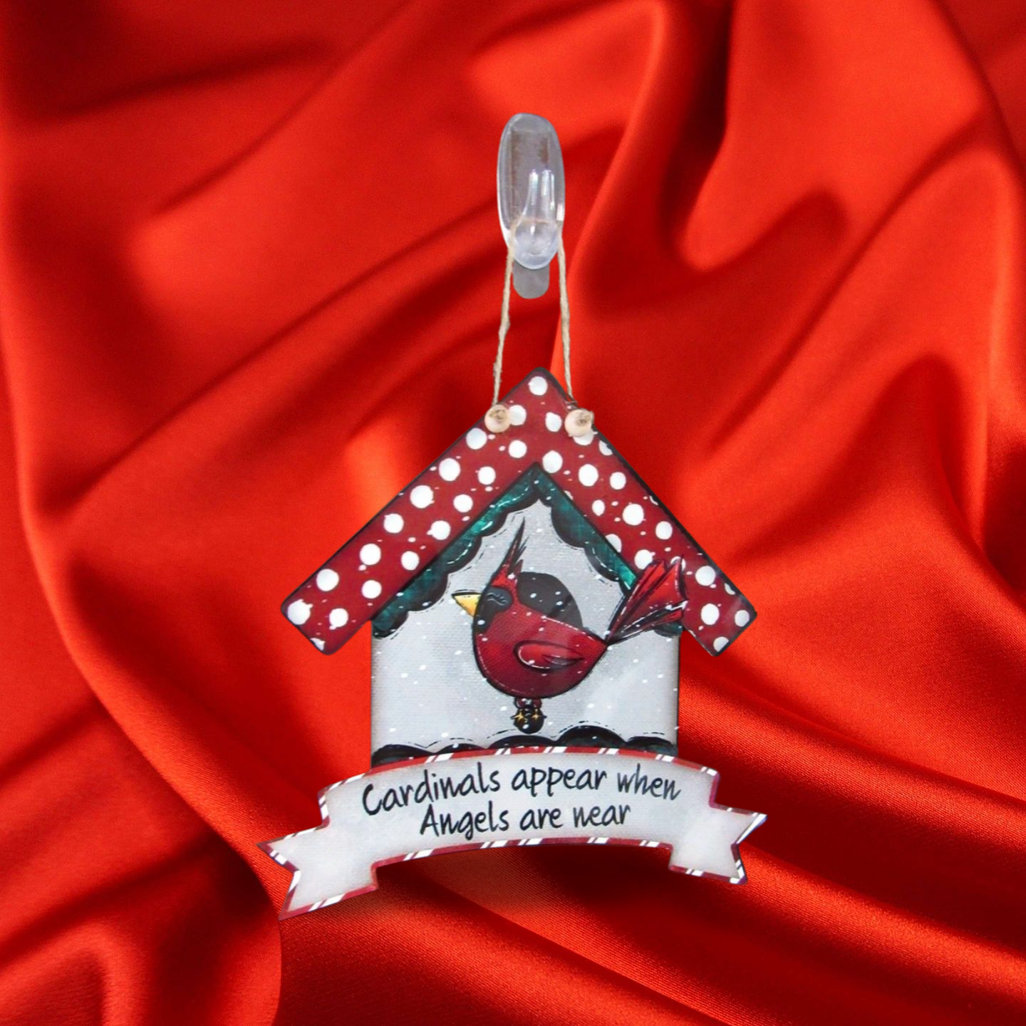 Birdhouse With Ribbon Banner Shaped Sublimated Door Hanger