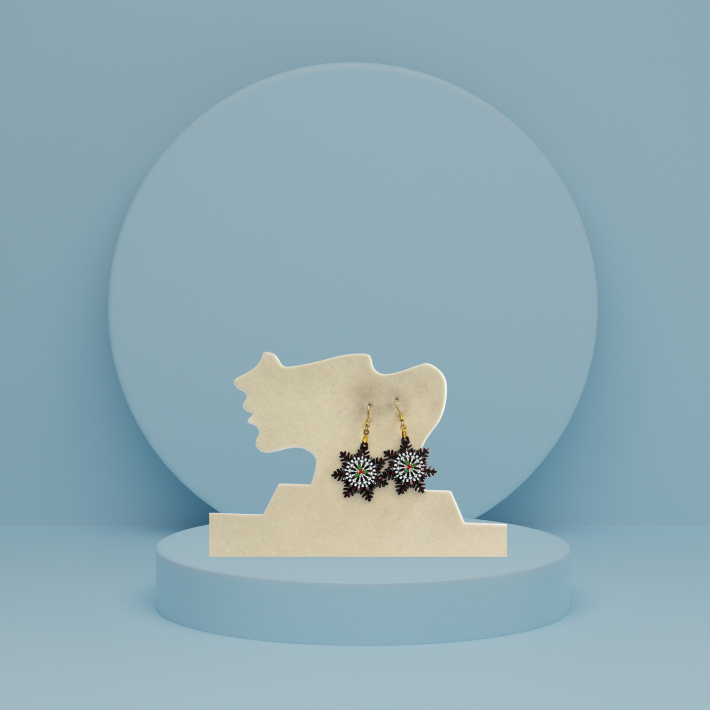 Snowflake Shaped Sublimated Earring 1.5 inch