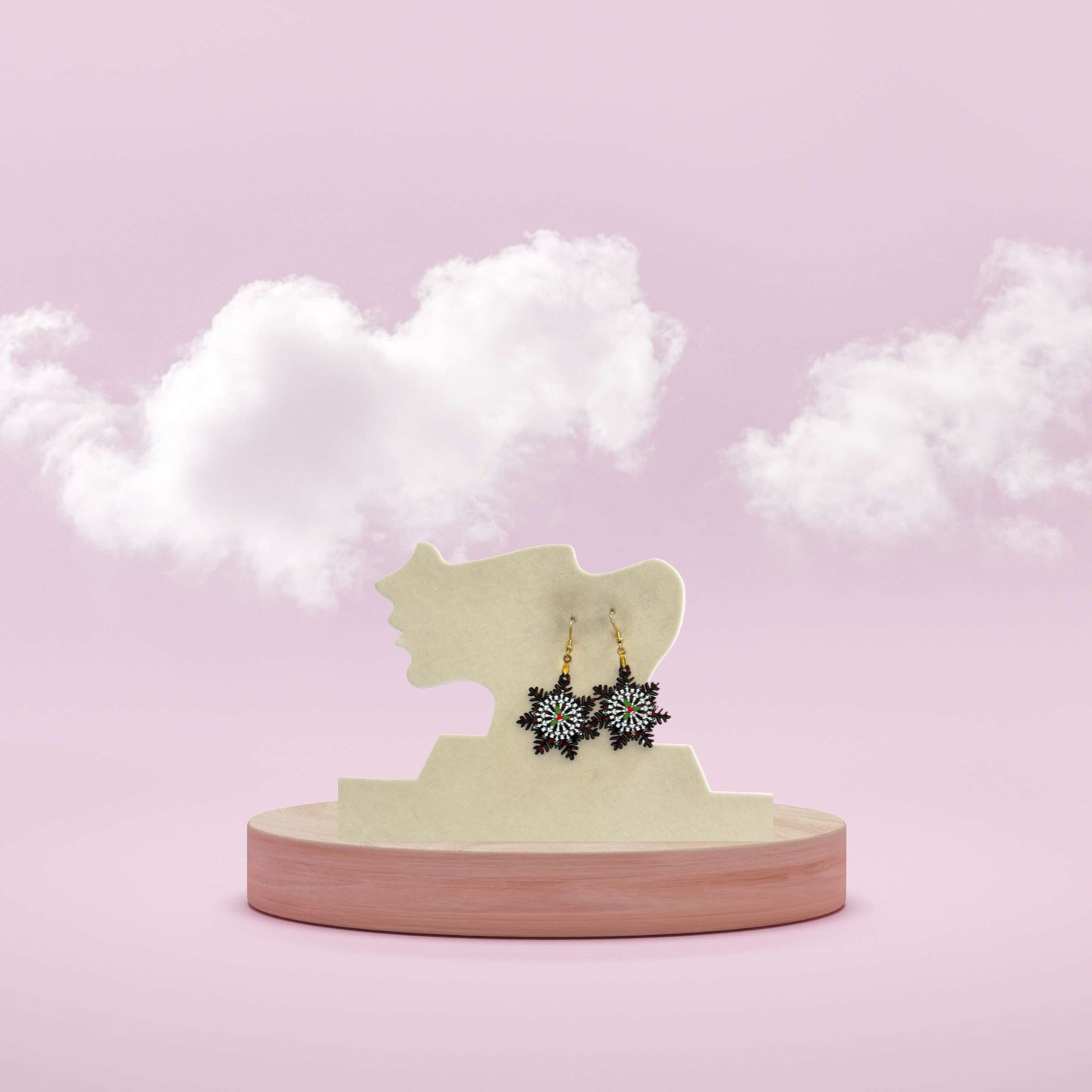 Snowflake Shaped Sublimated Earring 1.5 inch