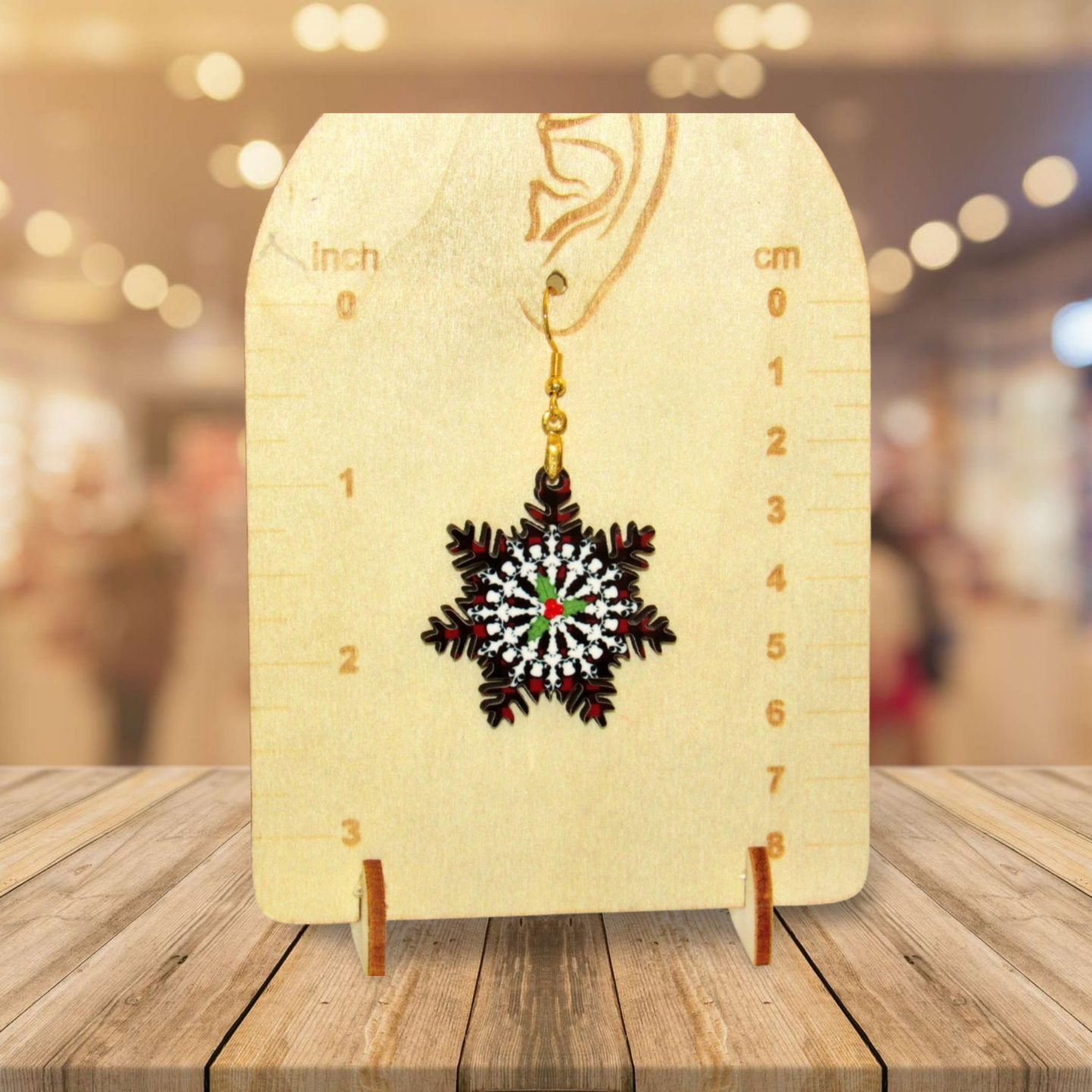 Snowflake Shaped Sublimated Earring 1.5 inch