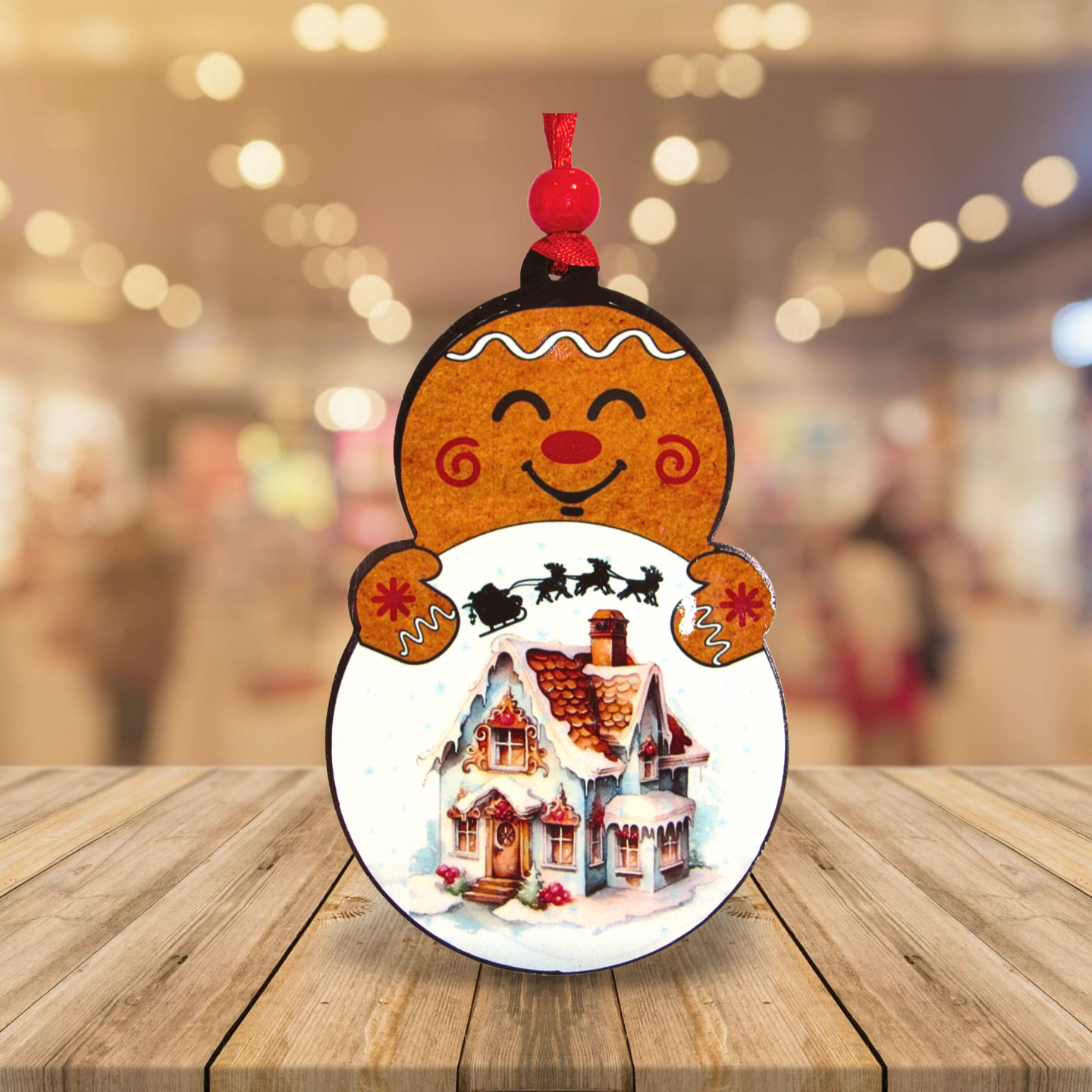 Gingerbread with bulb Shaped Sublimated Ornament