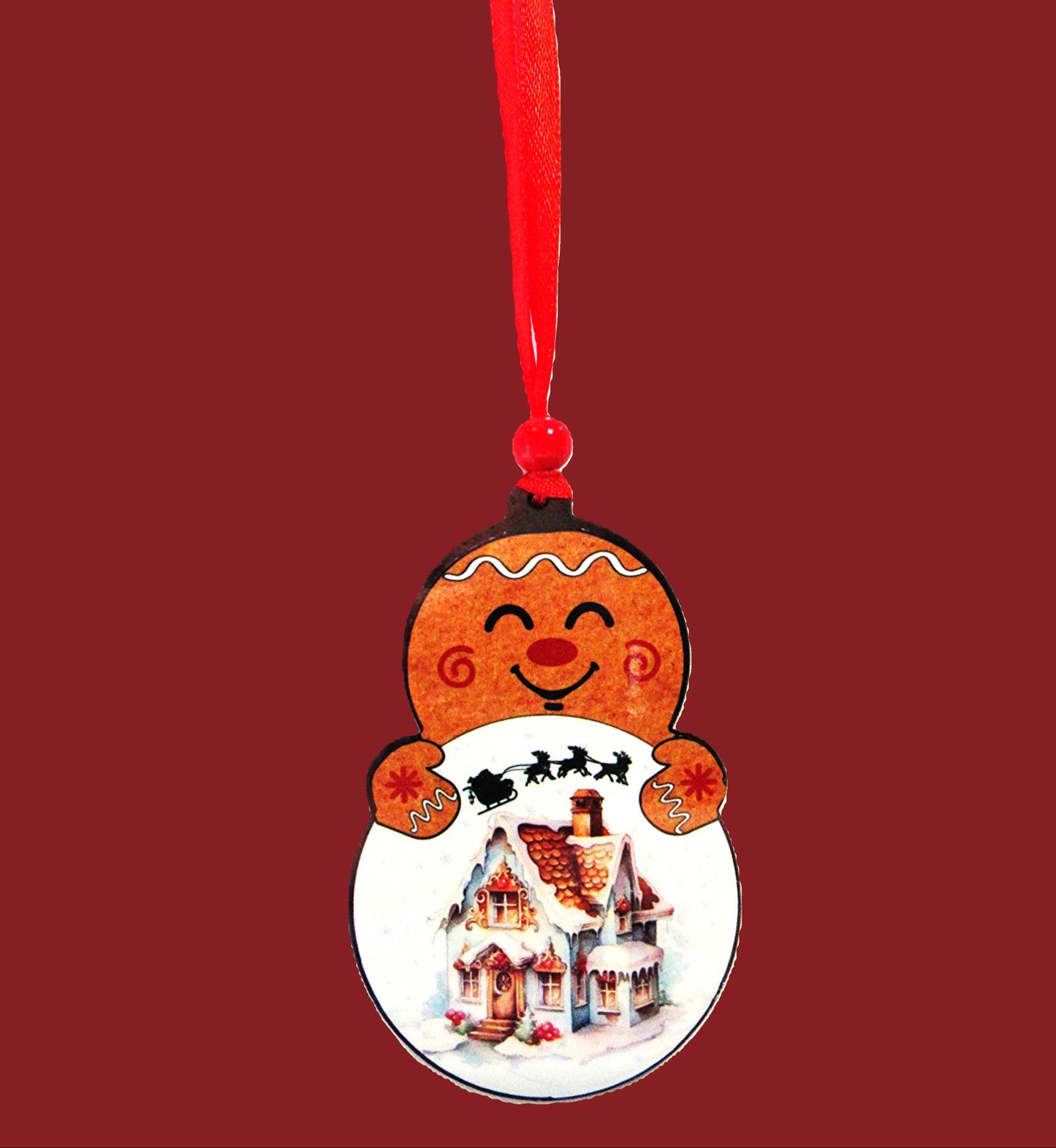 Gingerbread with bulb Shaped Sublimated Ornament