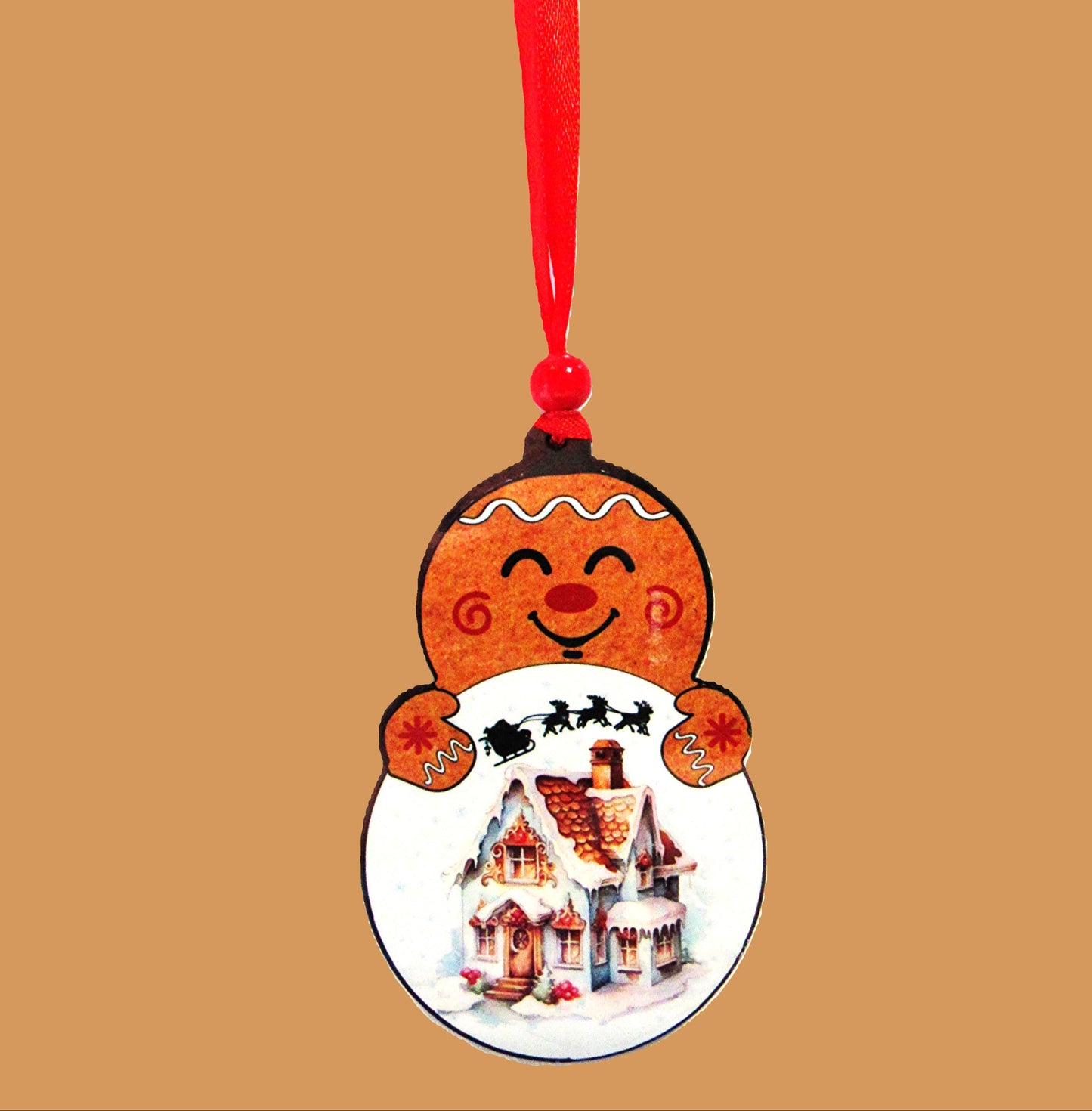 Gingerbread with bulb Shaped Sublimated Ornament
