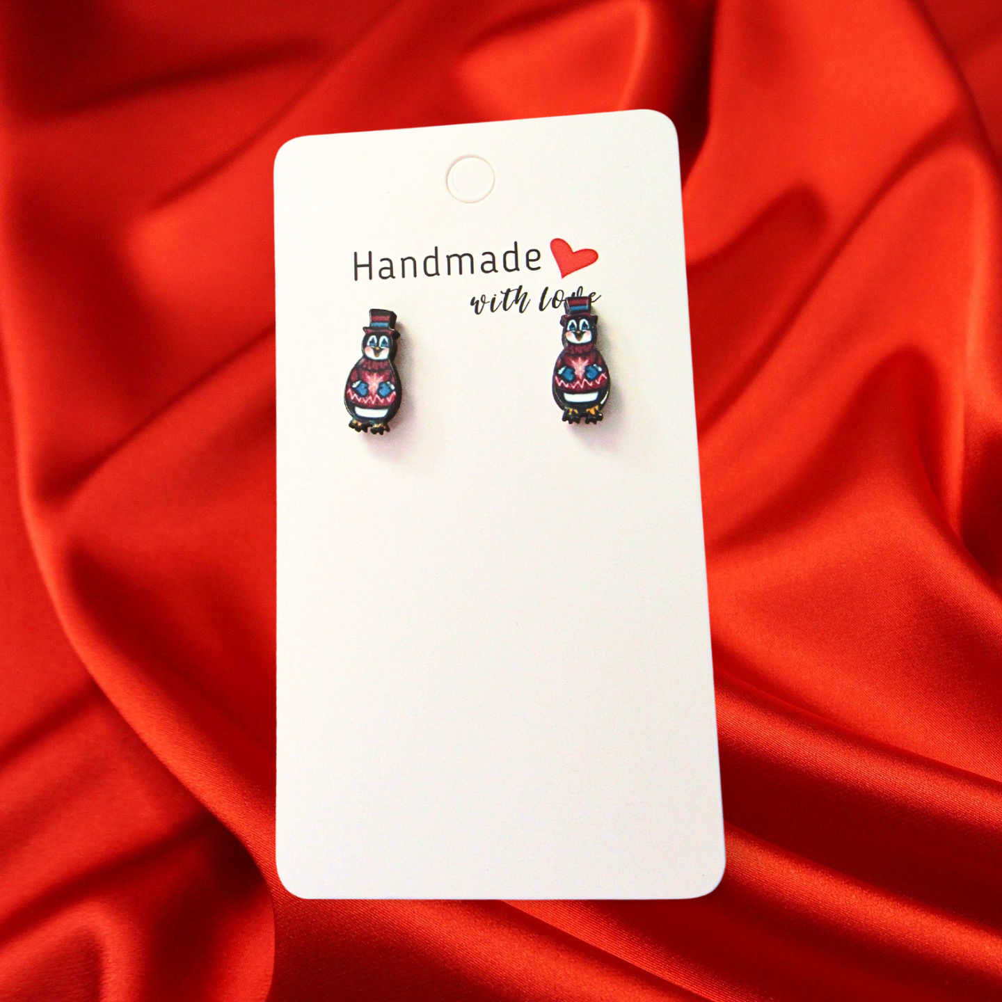 Penguin Shaped Sublimated Stud Earrings