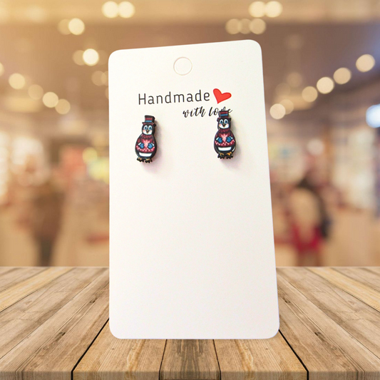 Penguin Shaped Sublimated Stud Earrings