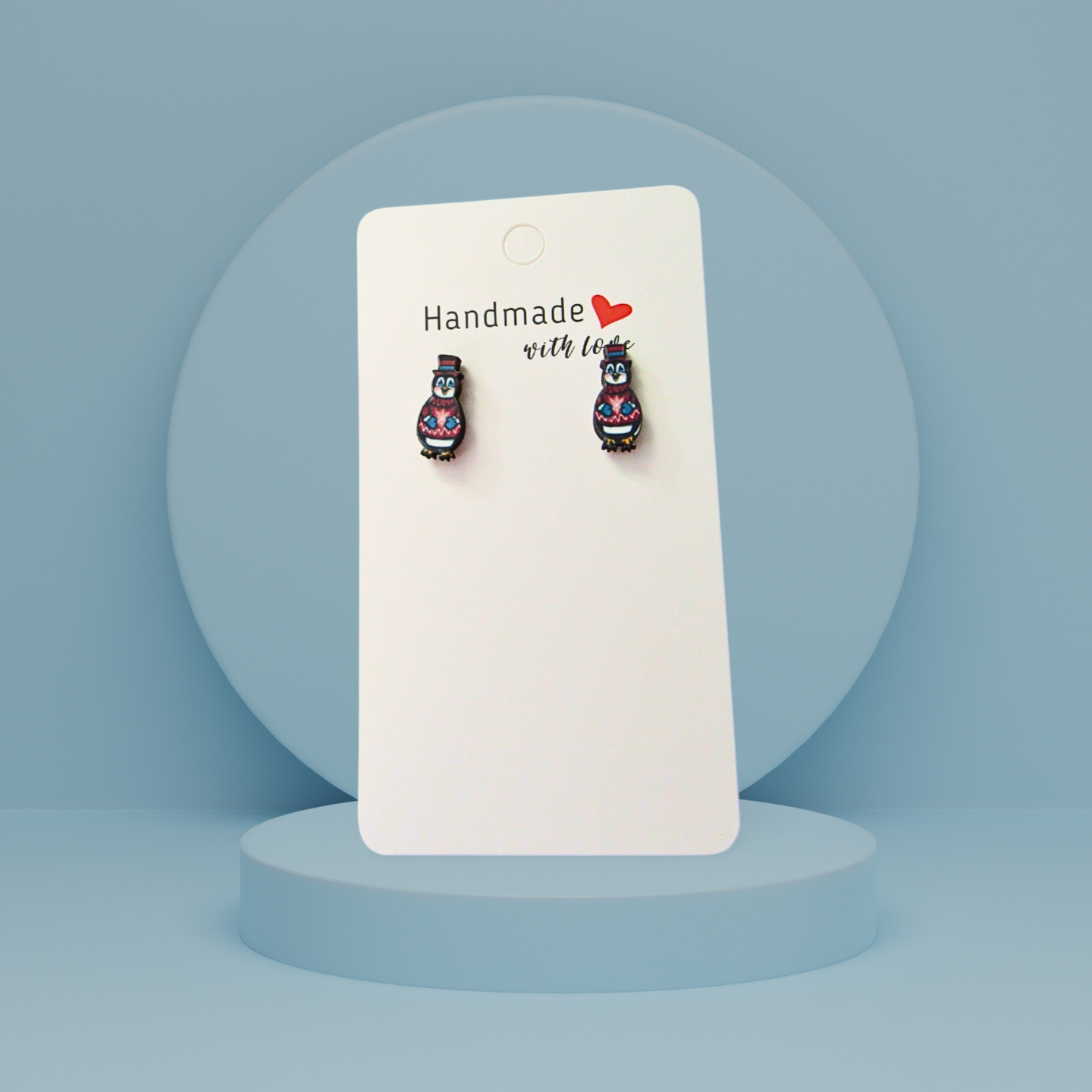 Penguin Shaped Sublimated Stud Earrings