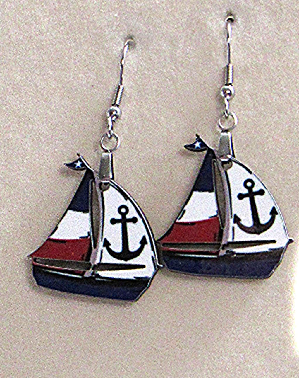 Sailboat Shaped Sublimated Earrings 1 inch