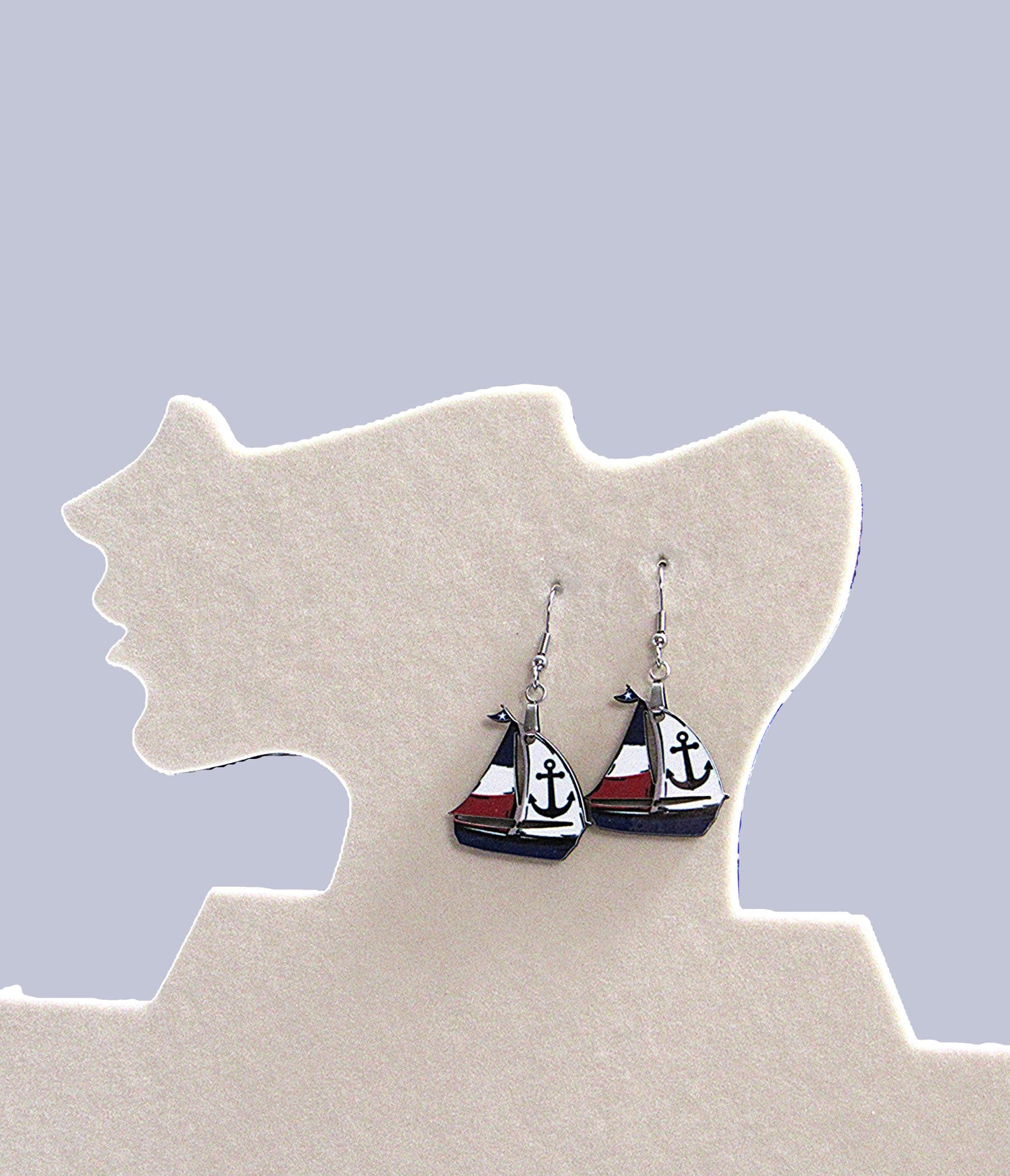 Sailboat Shaped Sublimated Earrings 1 inch