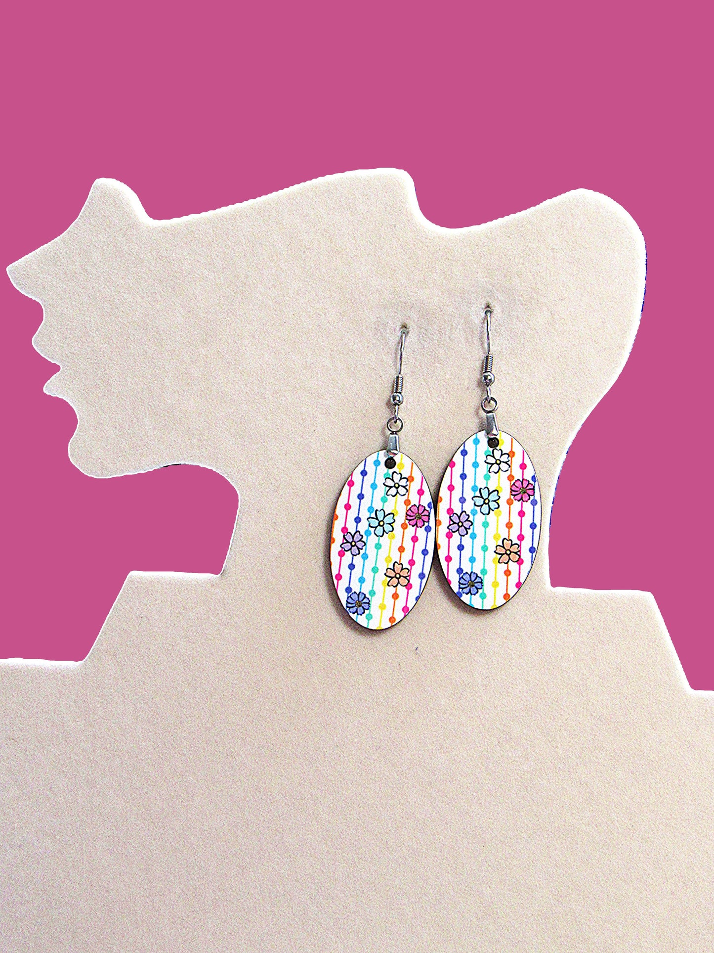 Oval Shaped Sublimated Earrings