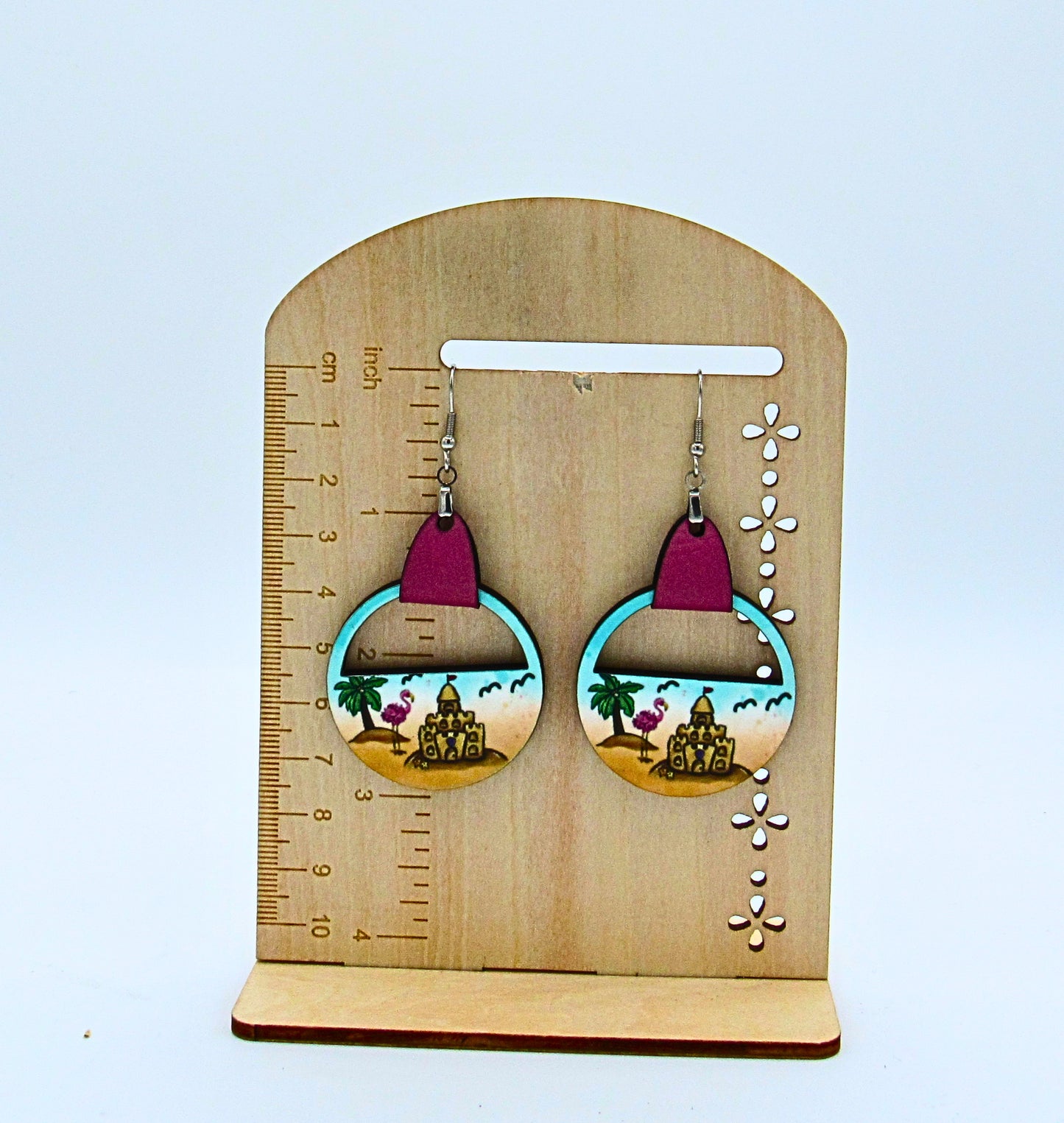 MDF-Round Semi Circle Shaped Sublimated Earrings 1.5 inch