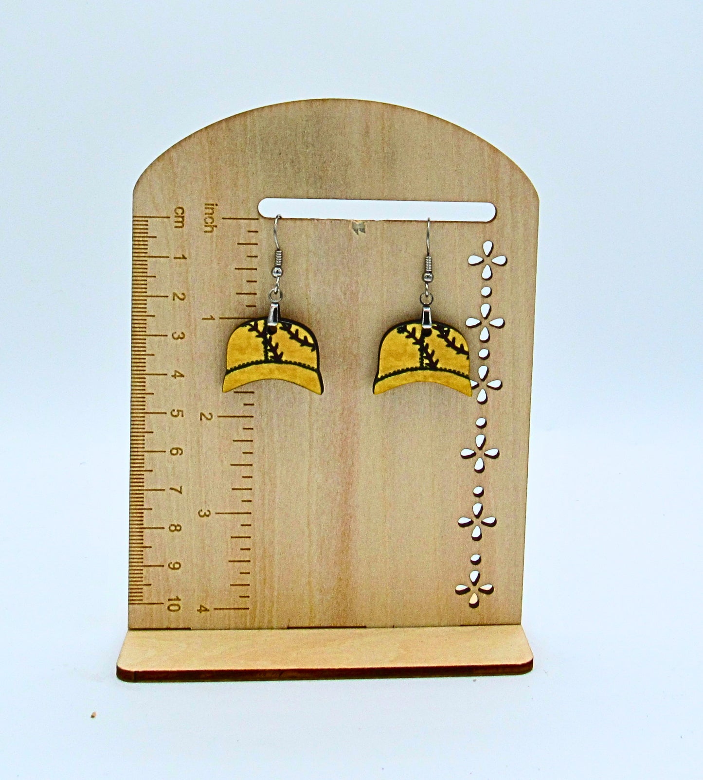 MDF-Baseball Cap Shaped Sublimated Earrings 1 inch