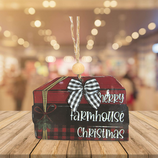 Stacked Book Shaped Sublimated Ornament