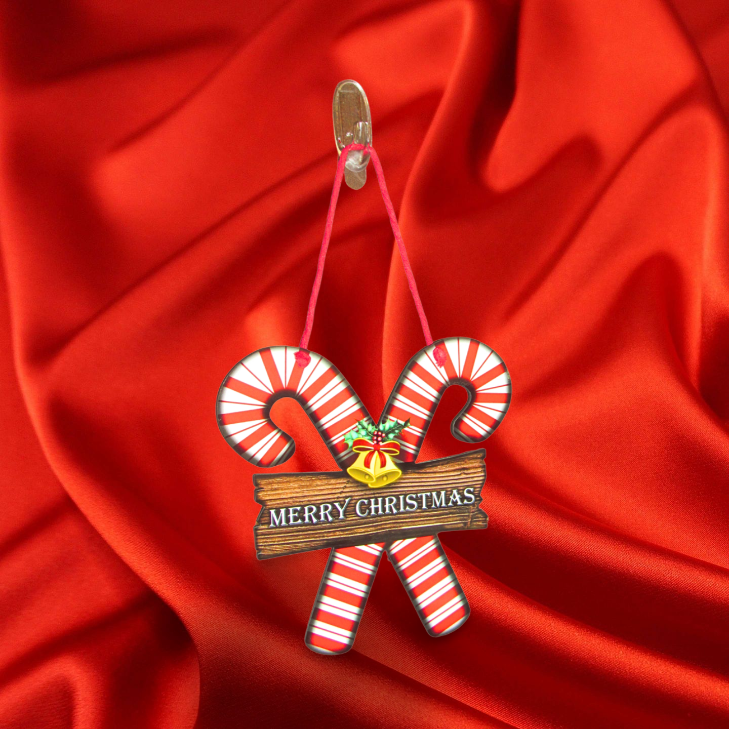 Candy Cane with Sign Shaped Sublimated Door Hanger