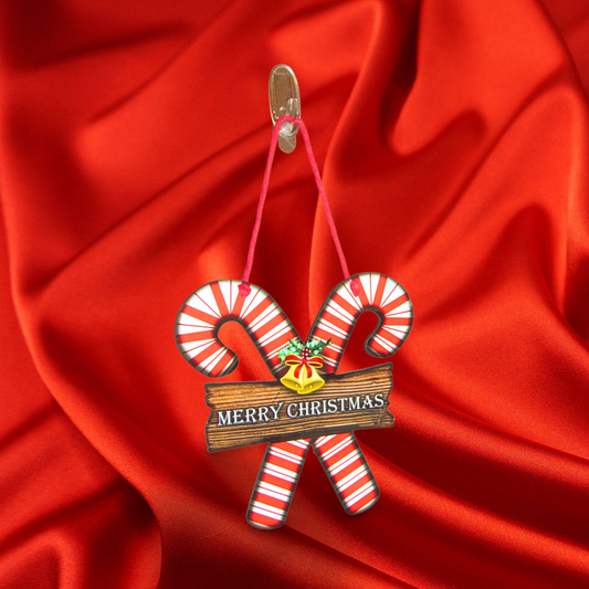 Candy Cane with Sign Shaped Sublimated Door Hanger