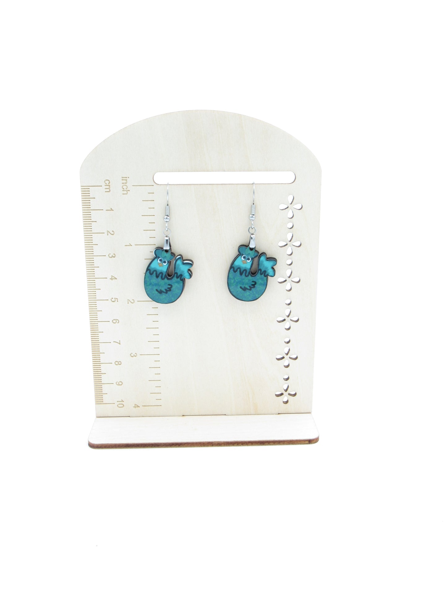 Chicken Shaped MDF Dangle Earrings, Farm Animal Jewelry