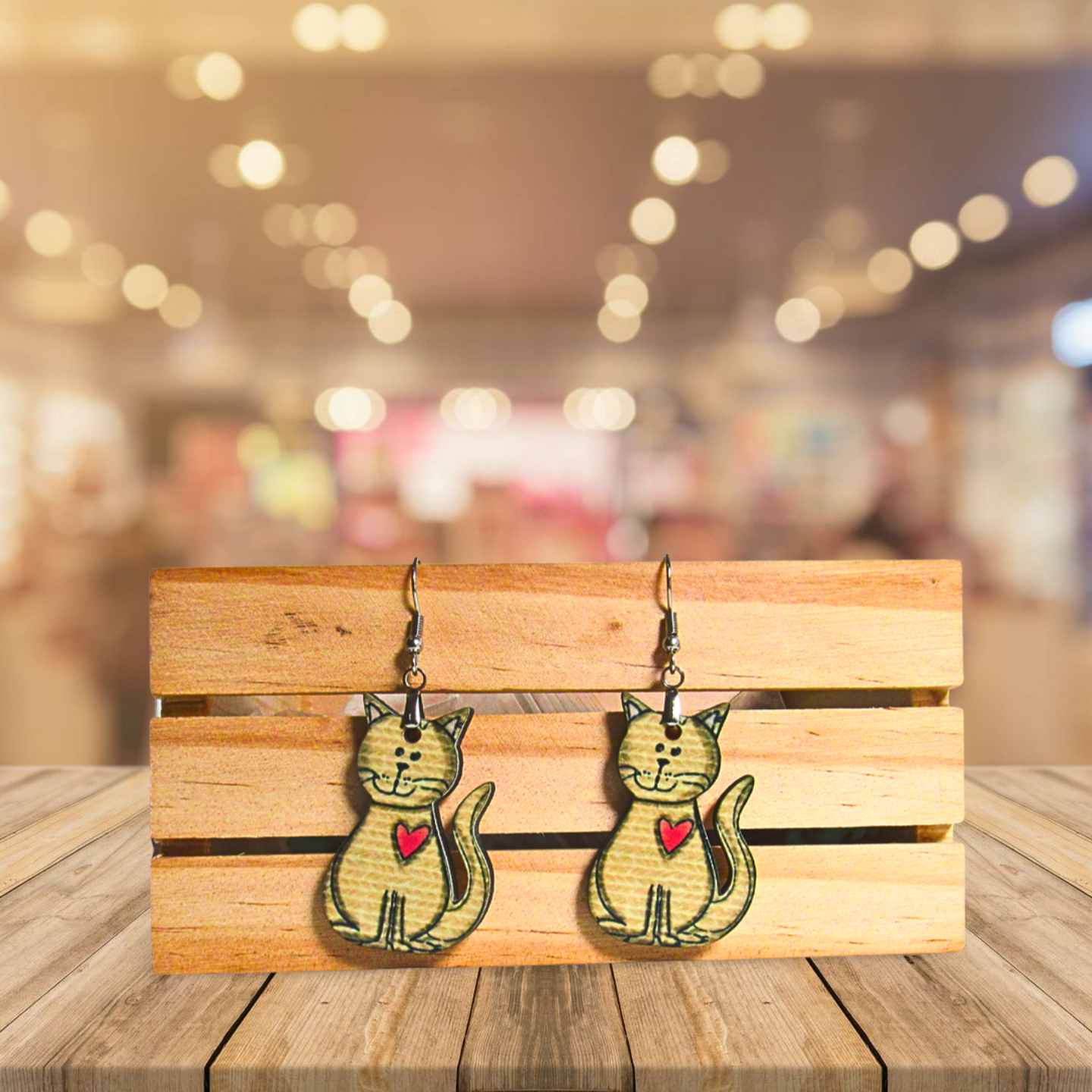 Cat Shaped Sublimated Earrings 1.5 inch