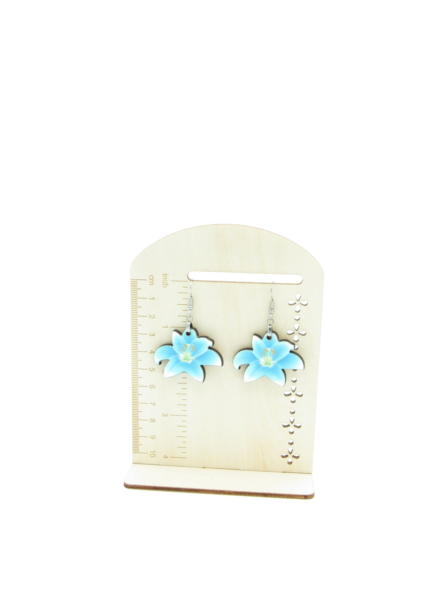 Lily Shaped Sublimation Earrings, Floral MDF Dangle Earrings