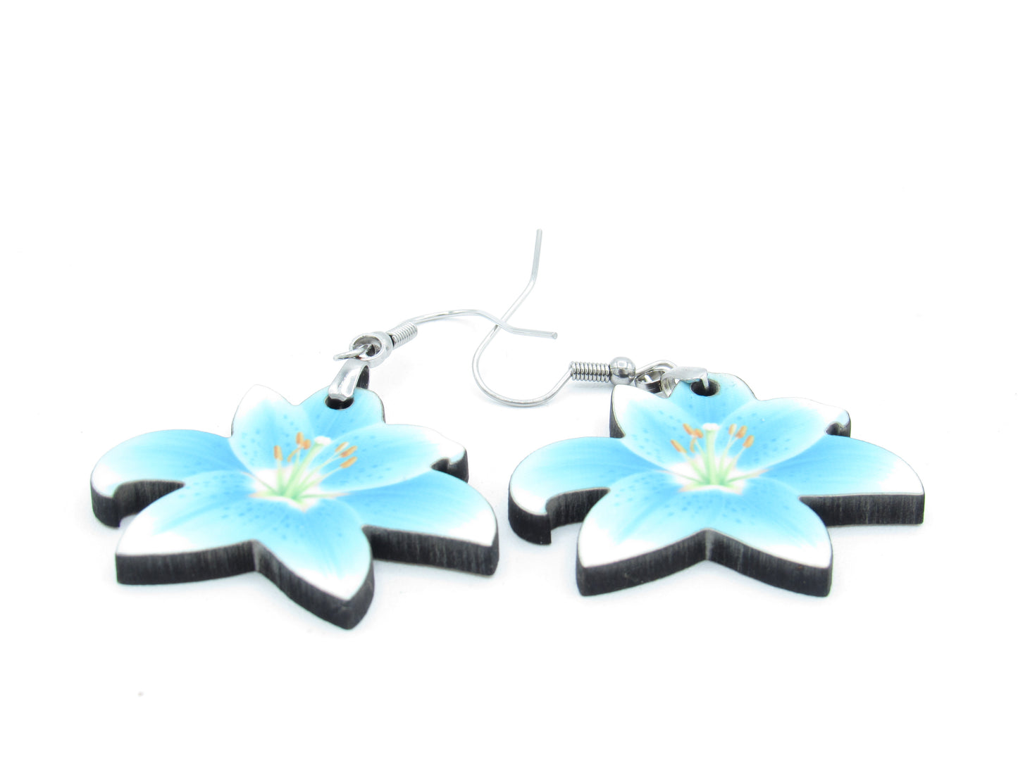 Lily Shaped Sublimation Earrings, Floral MDF Dangle Earrings
