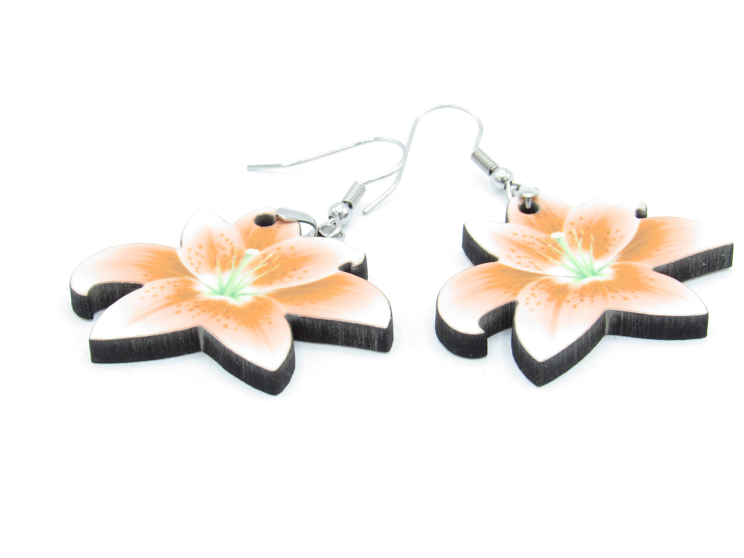 Lily Shaped Sublimation Earrings, Floral MDF Dangle Earrings