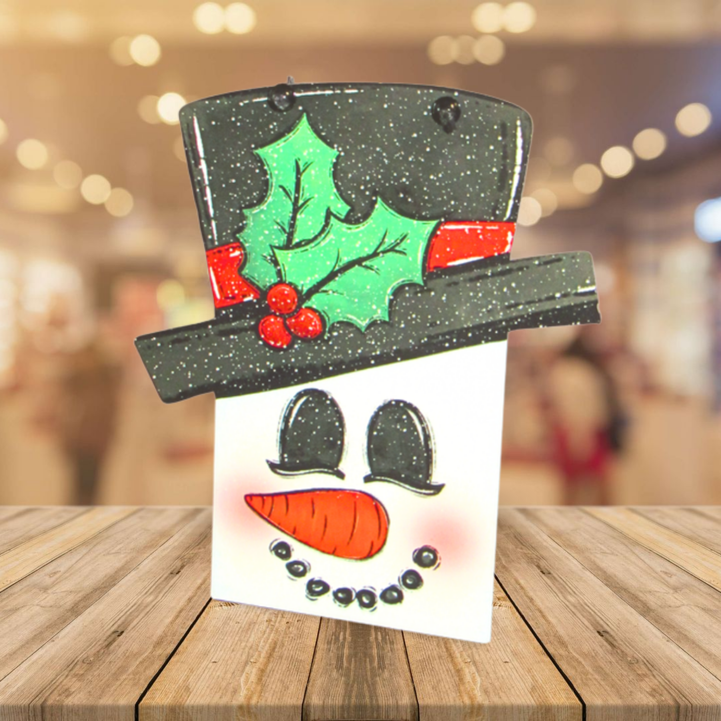 Snowman Square Head Shaped Sublimated Door Hanger