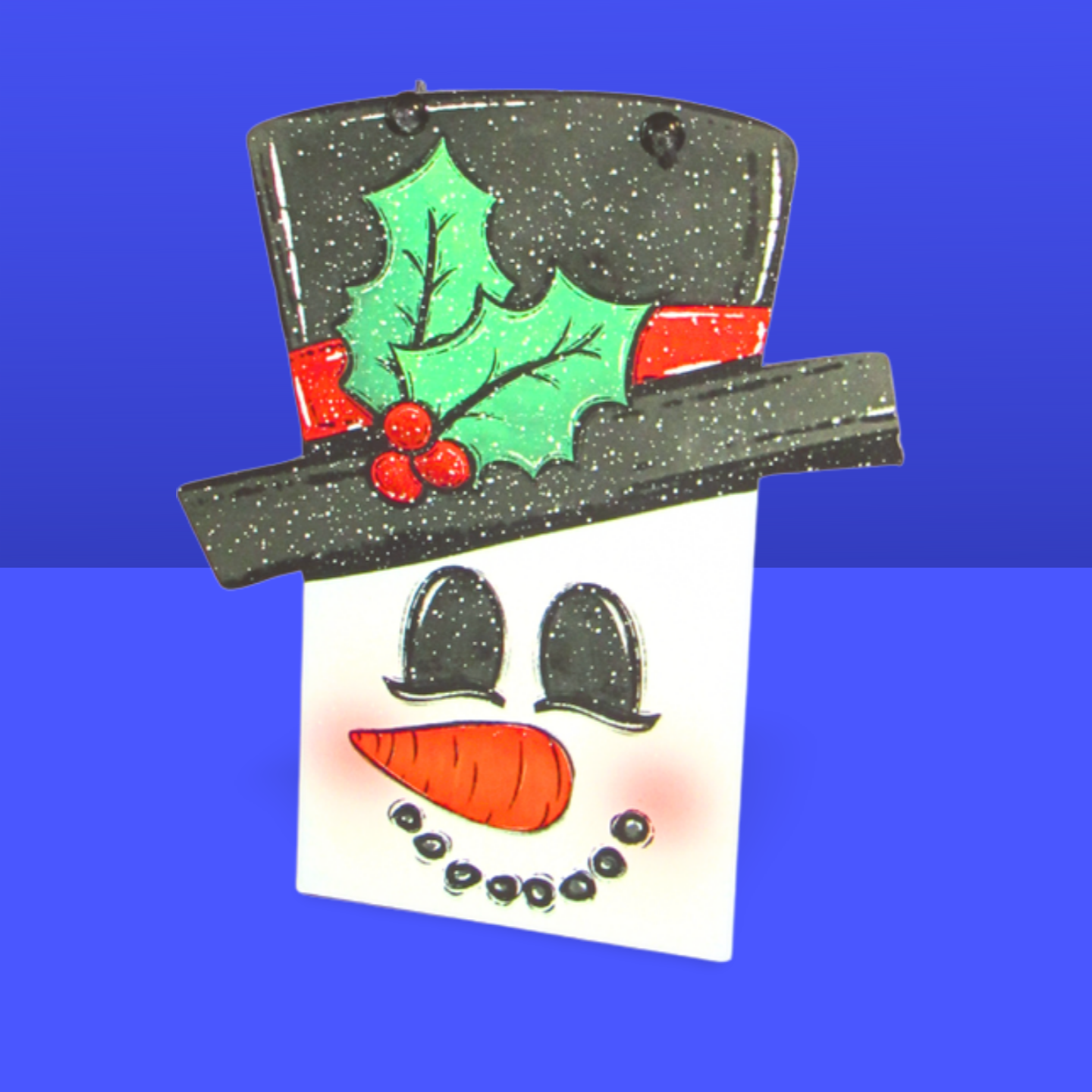 Snowman Square Head Shaped Sublimated Door Hanger