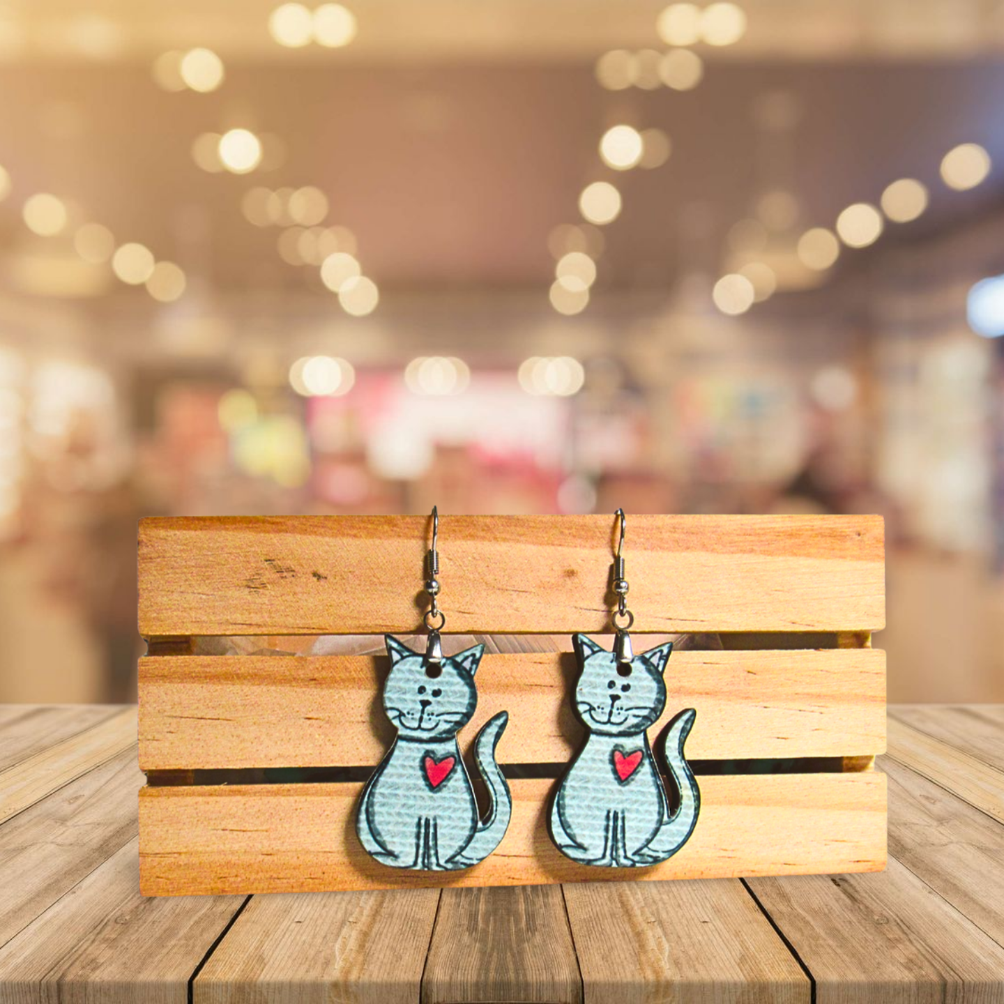 Cat Shaped Sublimated Earrings 1.5 inch