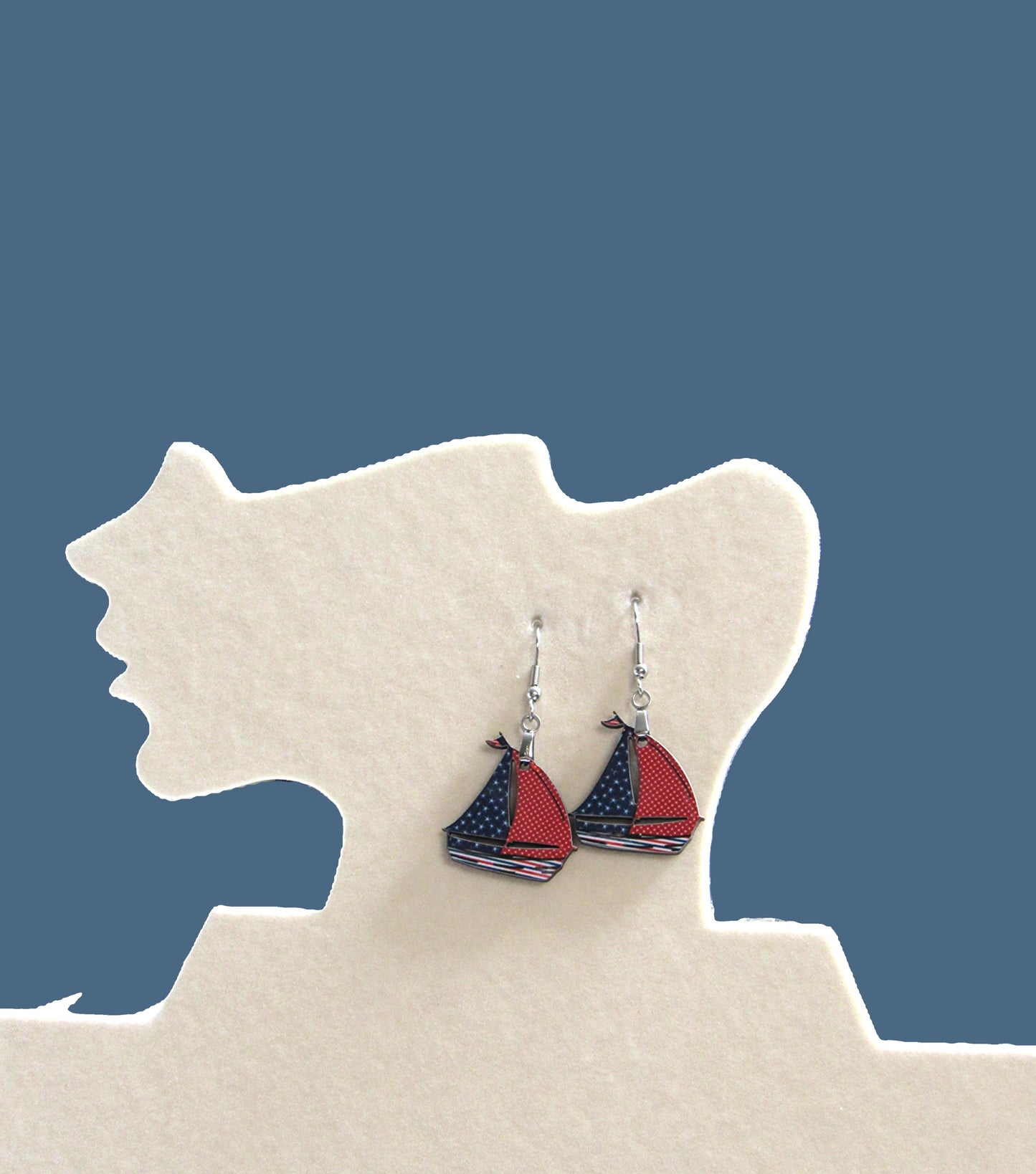 Sailboat Shaped Sublimated Earrings 1 inch