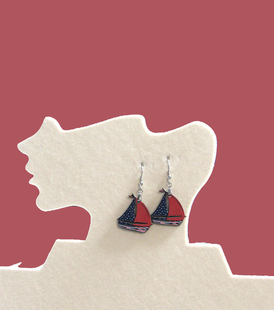 Sailboat Shaped Sublimated Earrings 1 inch