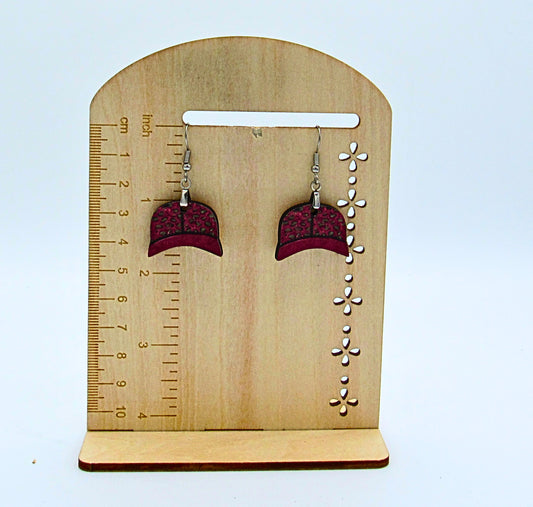 MDF-Baseball Cap Shaped Sublimated Earrings 1 inch