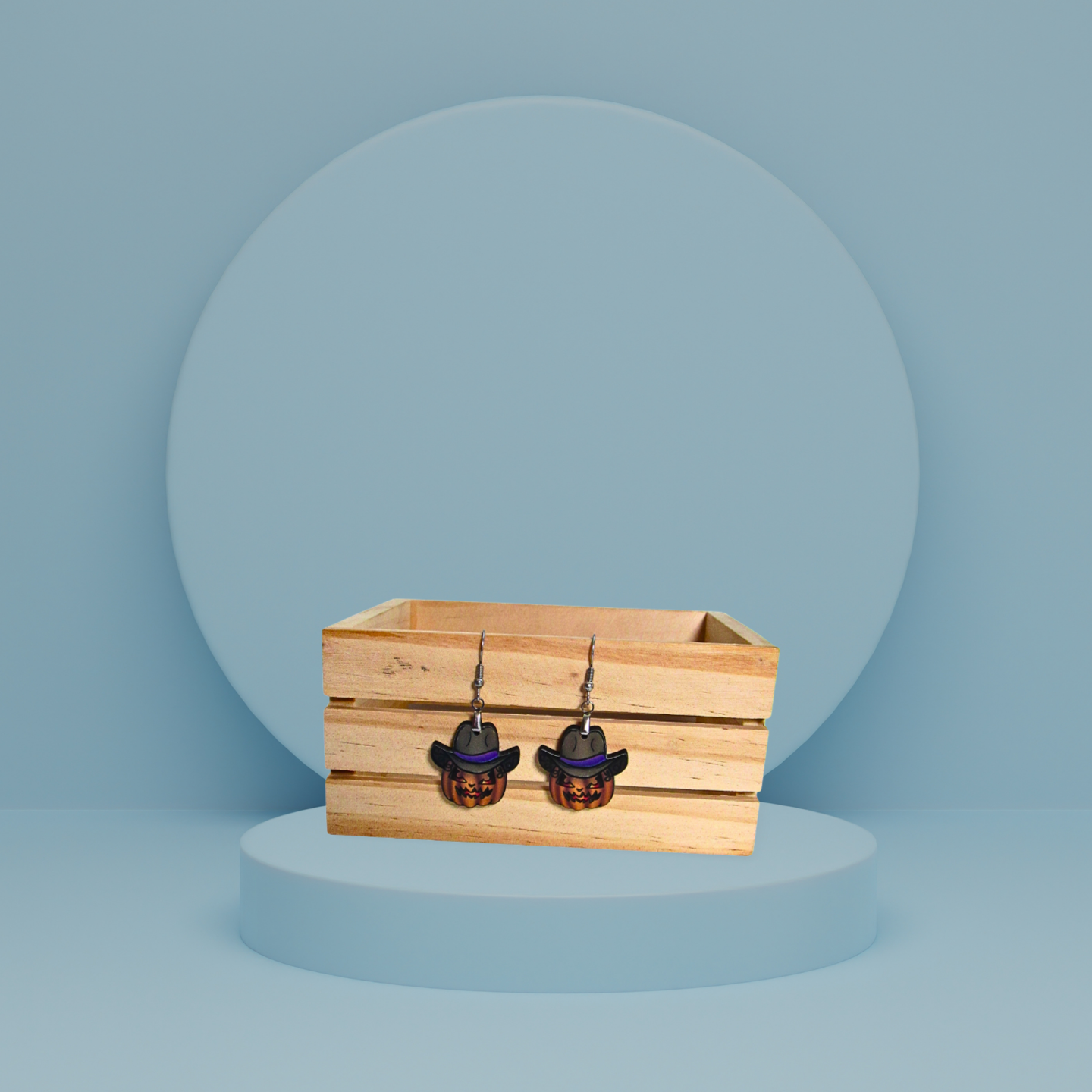 Cowboy Pumpkin Shaped Sublimated Earrings 1 inch