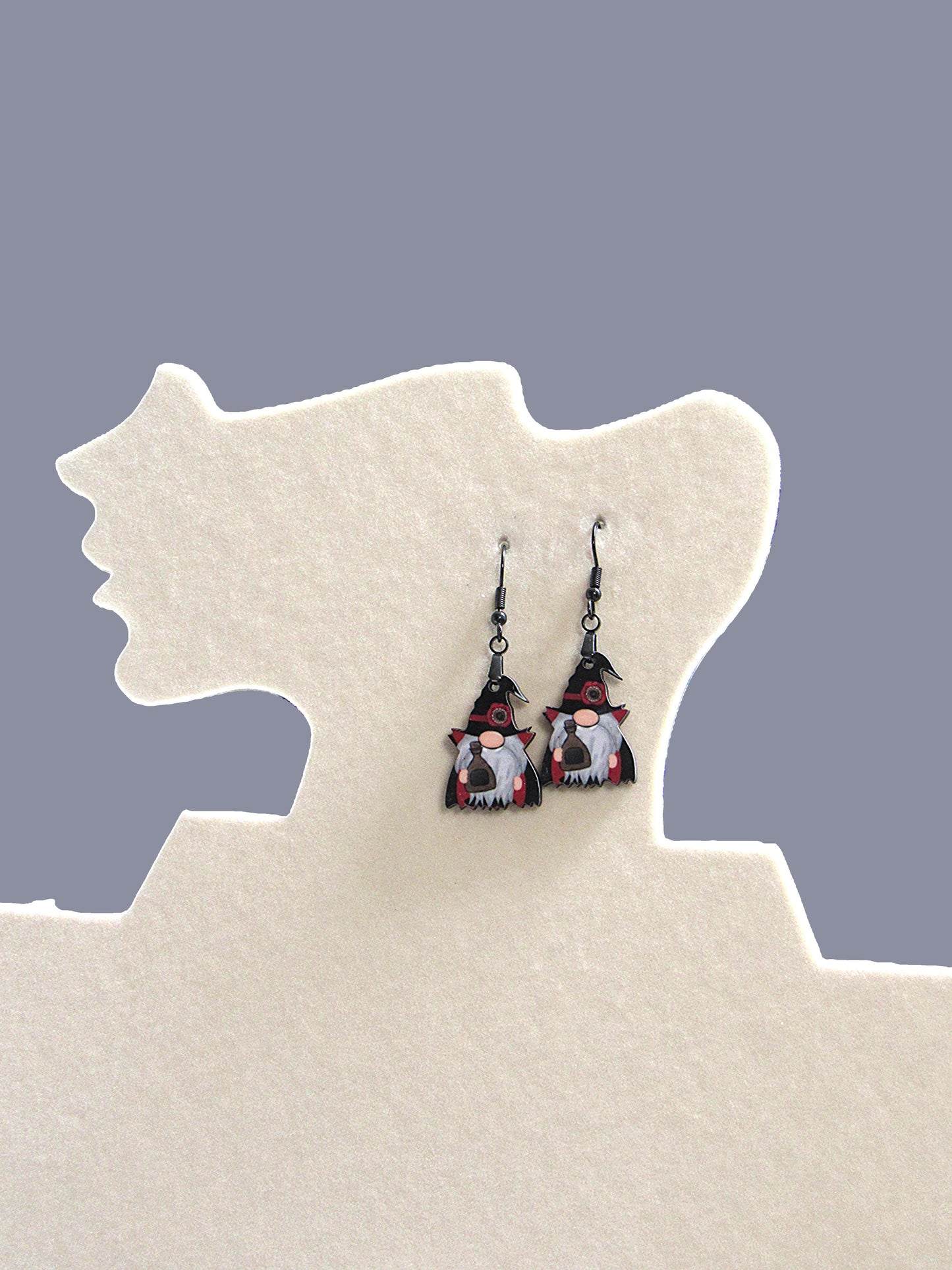 Vampire Gnome Shaped Sublimated Earrings 1 inch