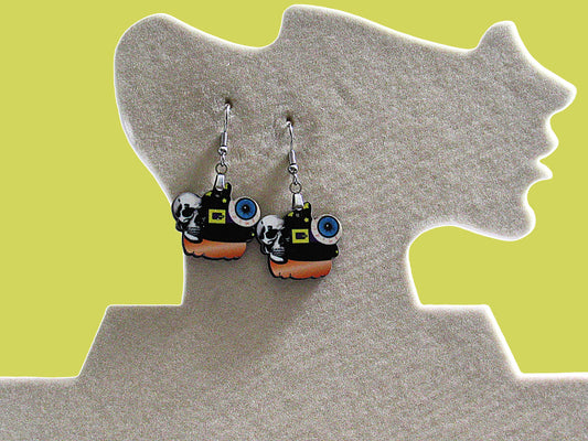Pumpkin Shaped Witch Earring 1 inch