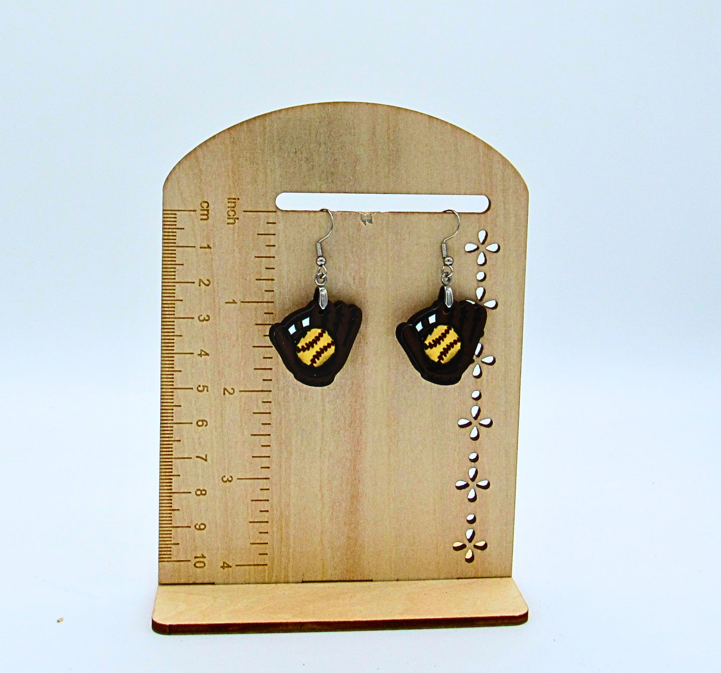 MDF-Baseball Glove Shaped Sublimated Earrings 1 inch