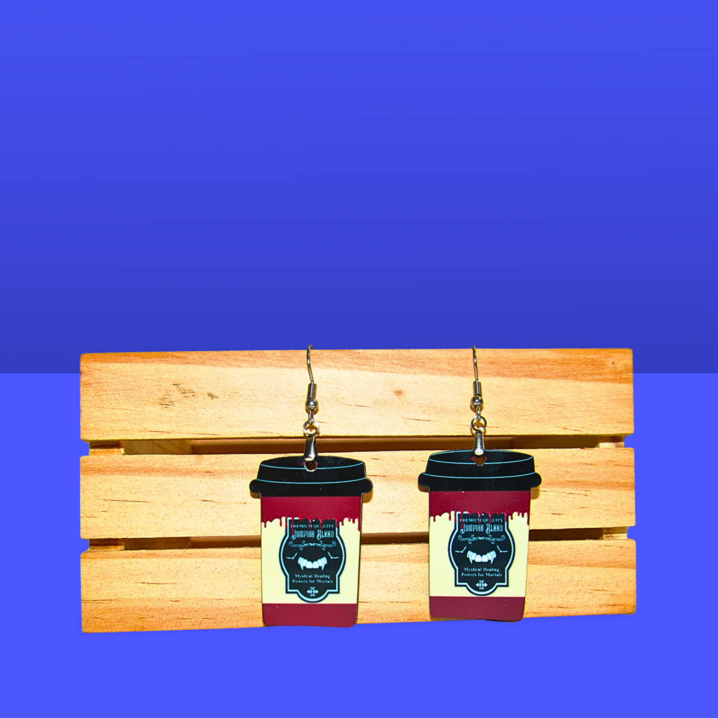 Coffee To GO Cup Shaped Sublimated Earrings