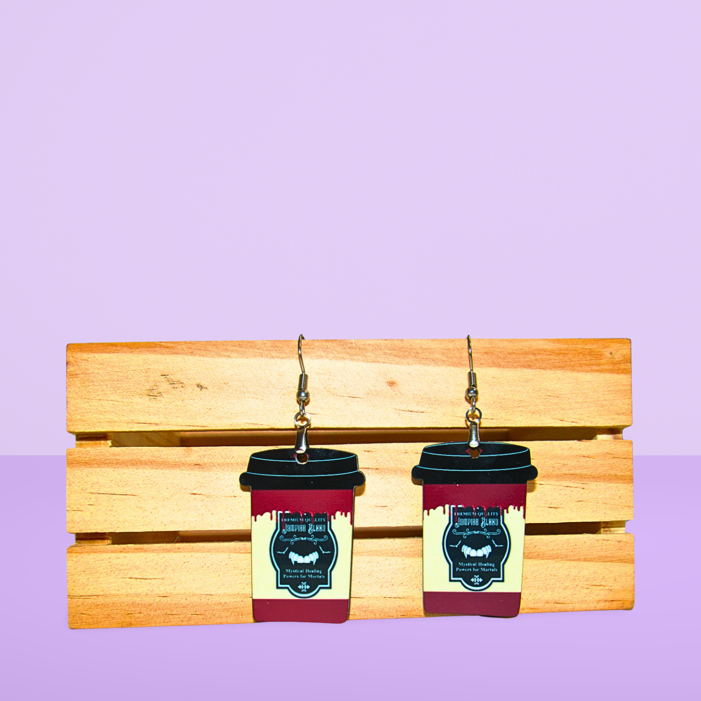 Coffee To GO Cup Shaped Sublimated Earrings