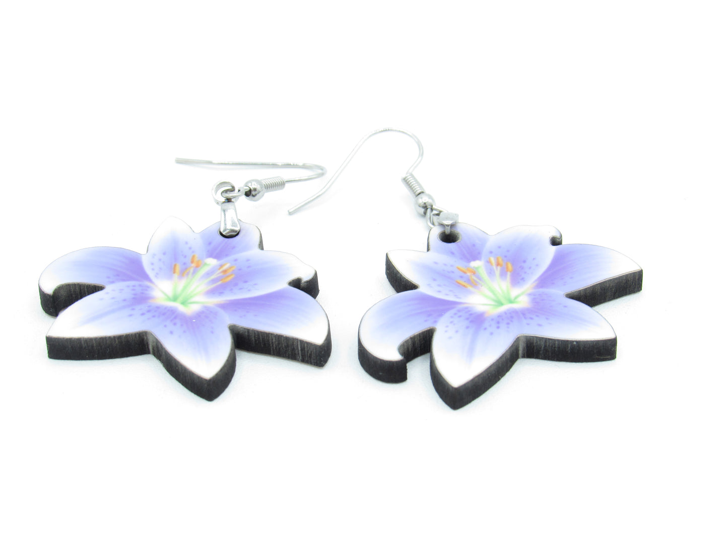 Lily Shaped Sublimation Earrings, Floral MDF Dangle Earrings