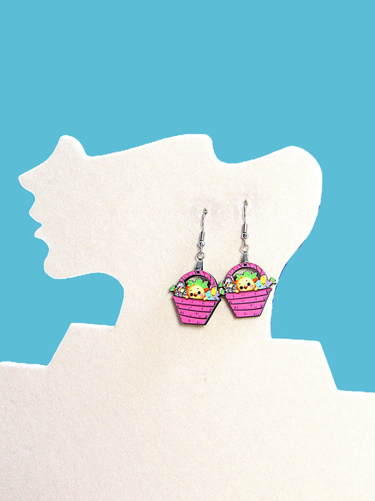 MDF-Basket Shaped Sublimated Earrings 1 inch
