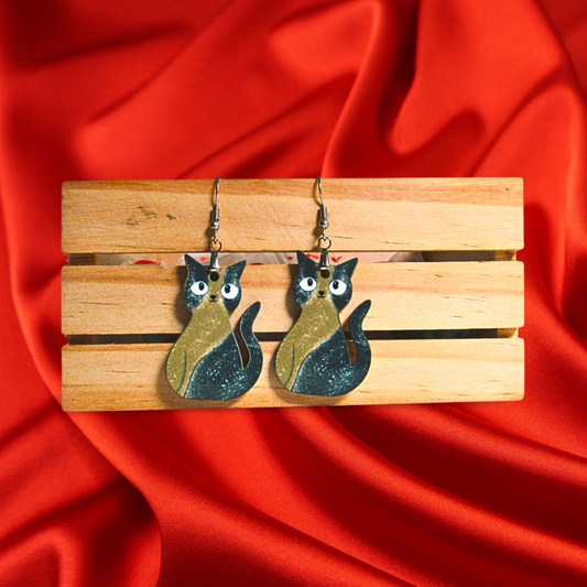 Cat Shaped Sublimated Earrings 1.5 inch
