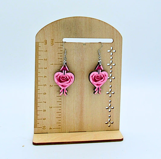 MDF-Heart Arrow Shaped Sublimated Earrings 1.5 inch