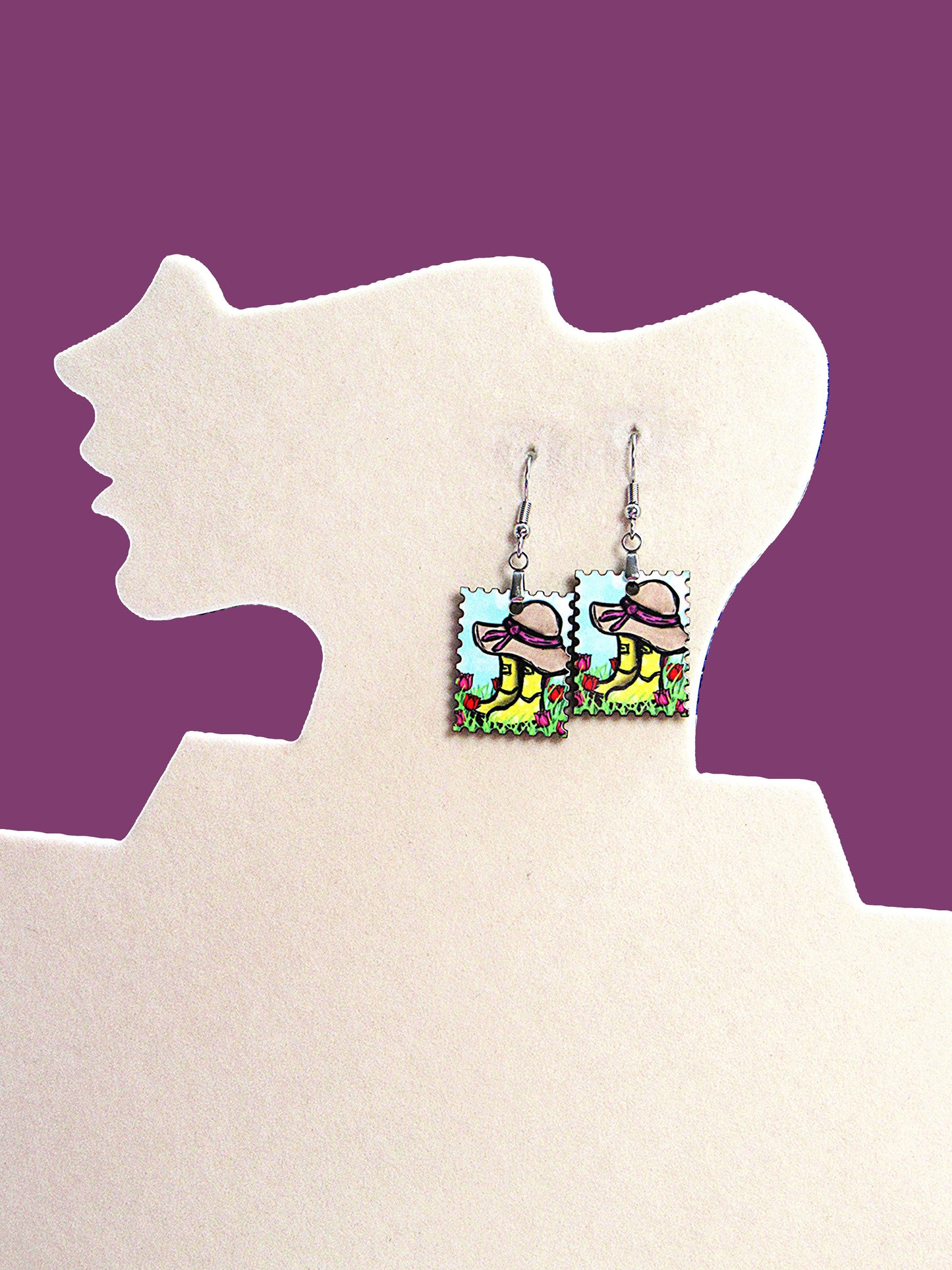 Stamp Shaped Sublimated Earrings 1 inch