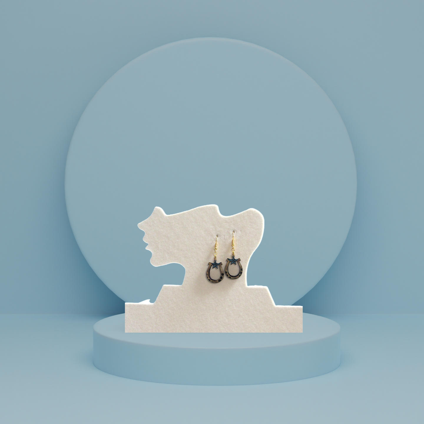 Horseshoe with Star Shaped Sublimated Earrings 1 inch