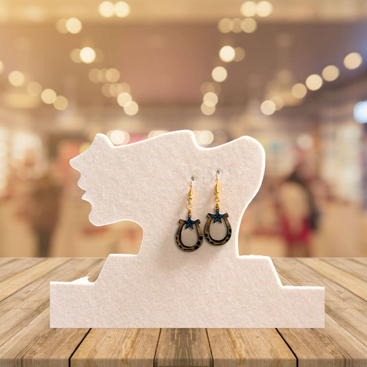 Horseshoe with Star Shaped Sublimated Earrings 1 inch