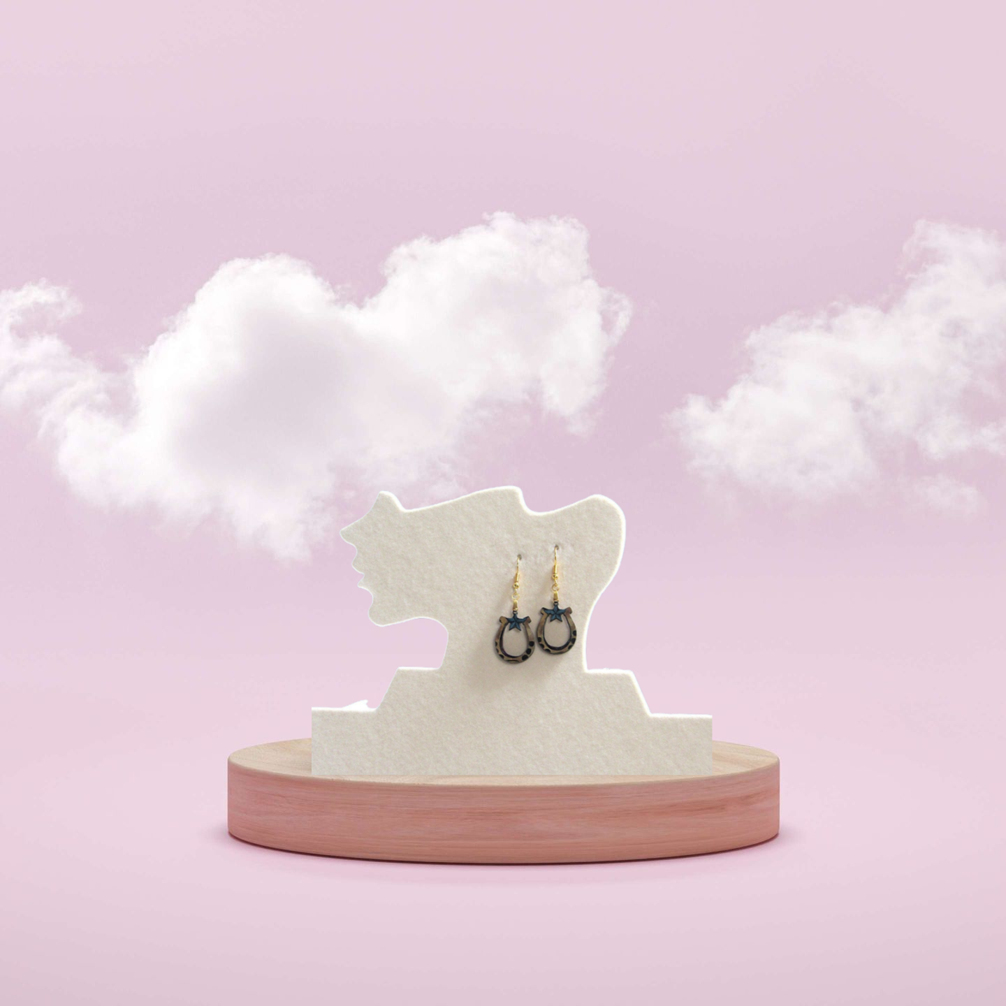 Horseshoe with Star Shaped Sublimated Earrings 1 inch