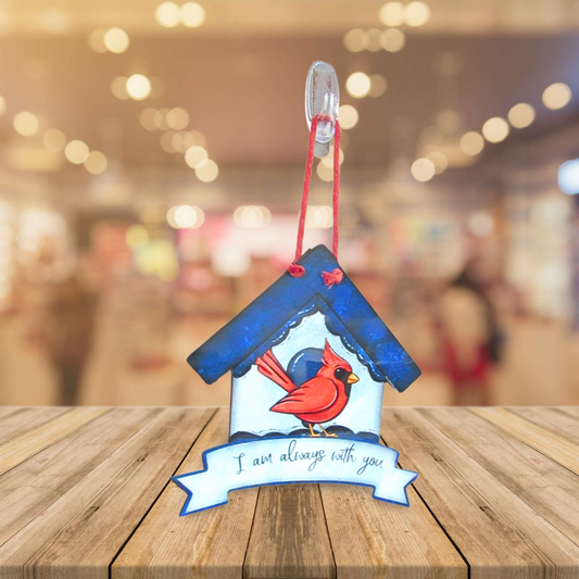 Birdhouse With Ribbon Banner Shaped Sublimated Door Hanger