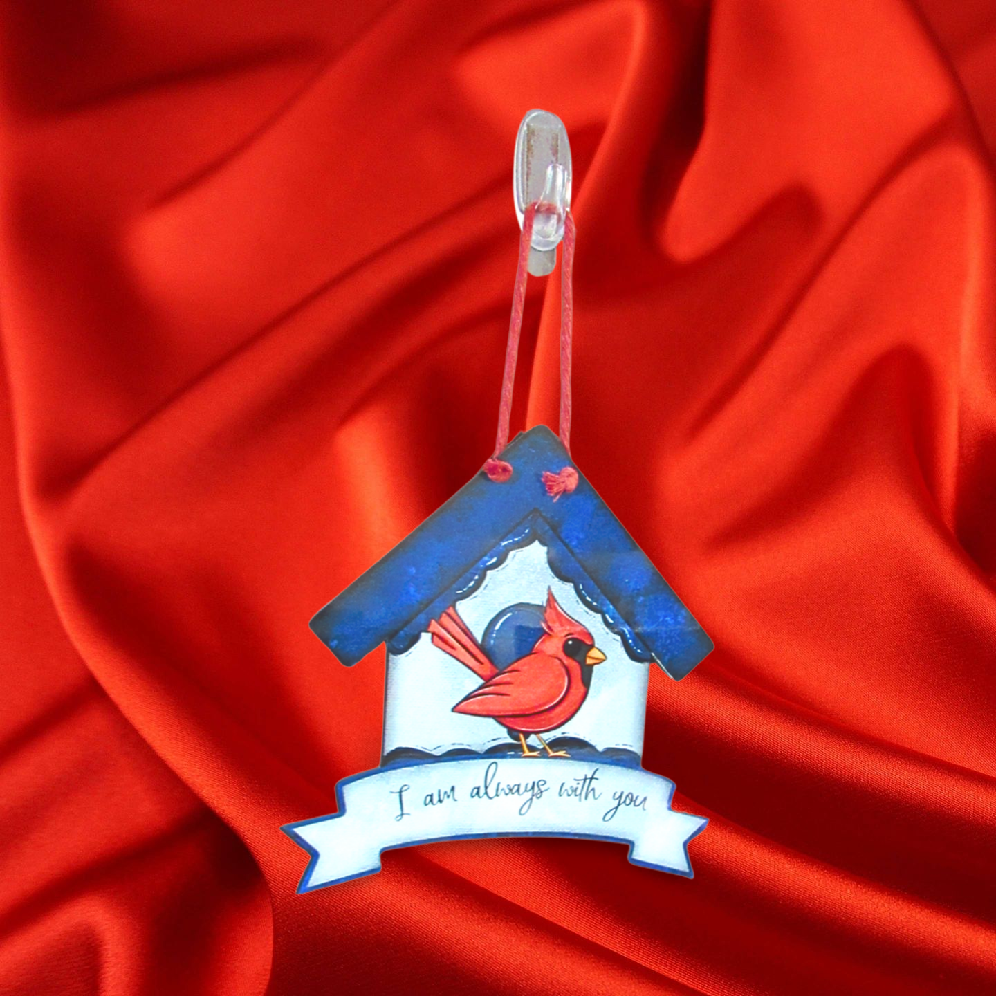 Birdhouse With Ribbon Banner Shaped Sublimated Door Hanger