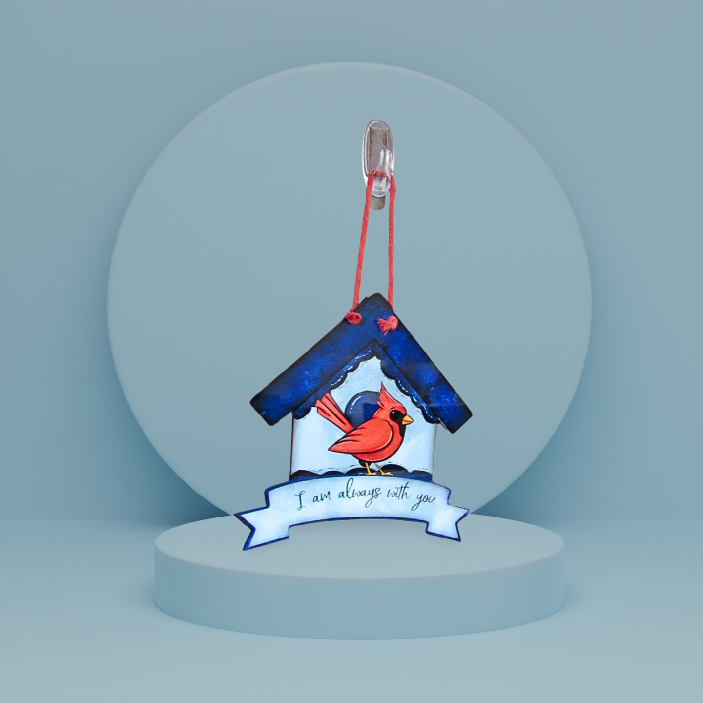 Birdhouse With Ribbon Banner Shaped Sublimated Door Hanger